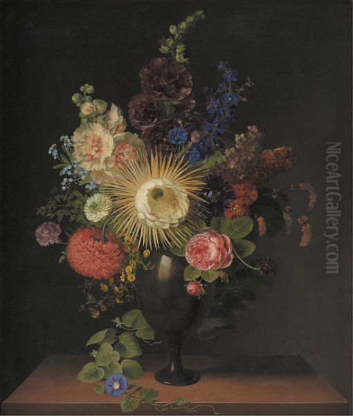 A Cactus Grandiflora and Other Flowers in a Porphyry Vase Oil Painting by Cladius Detlev Fritzsch A Cactus Grandiflora and Other Flowers in a Porphyry Vase Oil Painting by Cladius Detlev Fritzsch