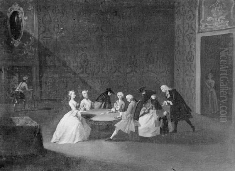 Card Players Oil Painting by Pietro Longhi