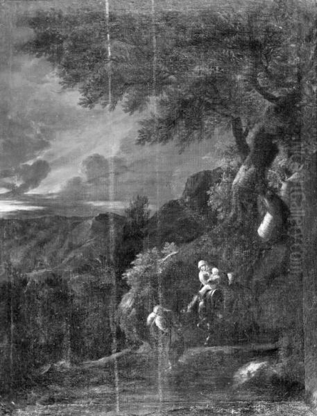 The Flight into Egypt Oil Painting by Christoph Ludwig Agricola