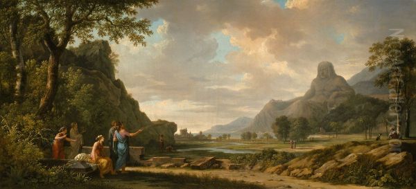 Mount Athos Carved as a Monument to Alexander the Great Oil Painting by Pierre-Henri de Valenciennes