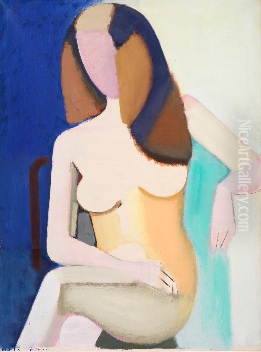 Seated Female Nude Oil Painting by Vilhelm Lundstrom