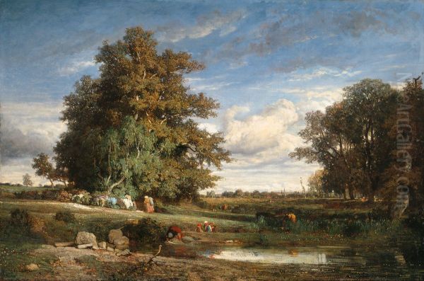 The Marsh Oil Painting by Constant Troyon