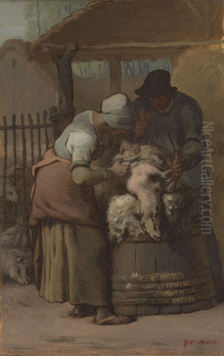 The Sheepshearers Oil Painting by Jean-Francois Millet