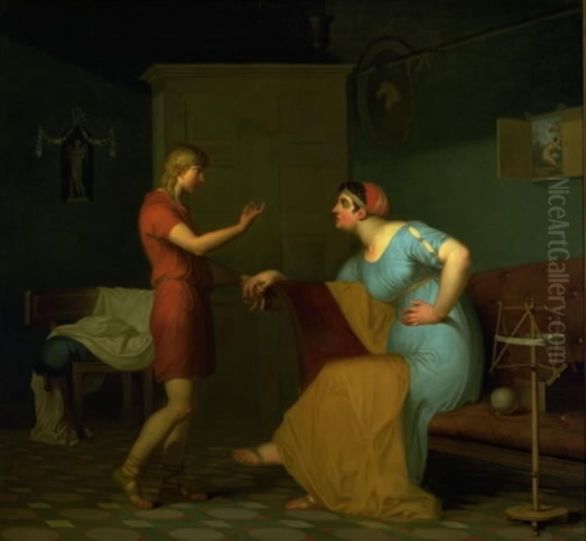 Papirius og hans moder Oil Painting by Nicolai Abildgaard