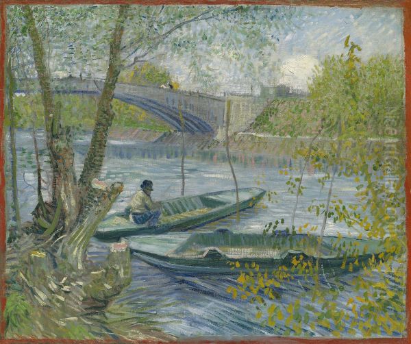 Fishing in Spring, the Pont de Clichy (Asnieres) Oil Painting by Vincent Van Gogh