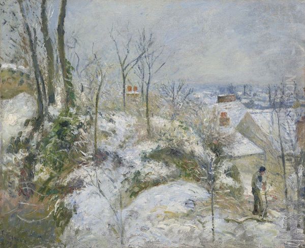 The Rabbit-Warren, Cote Saint-Denis at Pontoise, Effect of Snow Oil Painting by Camille Pissarro