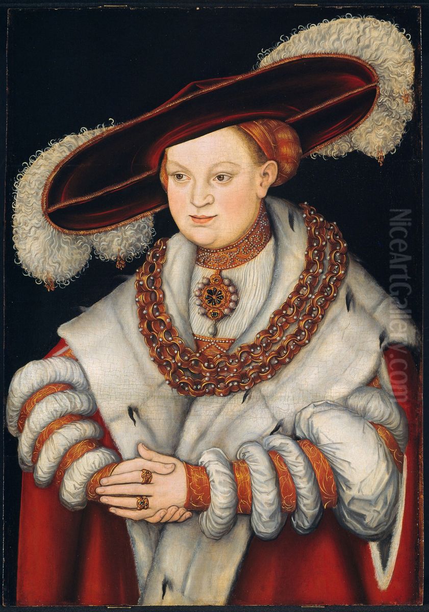 Portrait of Magdalena of Saxony, Wife of Elector Joachim II of Brandenburg Oil Painting by Lucas Cranach the Elder