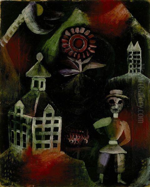 Schulhaus Oil Painting by Paul Klee