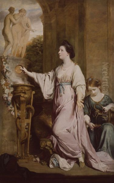 Lady Sarah Bunbury Sacrificing to the Graces Oil Painting by Joshua Reynolds