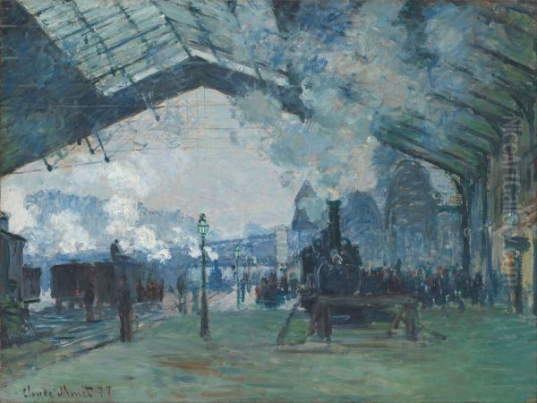 Bahnhof Saint Lazare in Paris Oil Painting by Claude Monet
