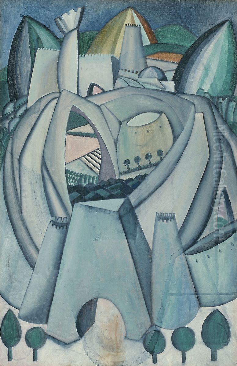 The Stronghold Oil Painting by Amadeo De Souza Cardoso