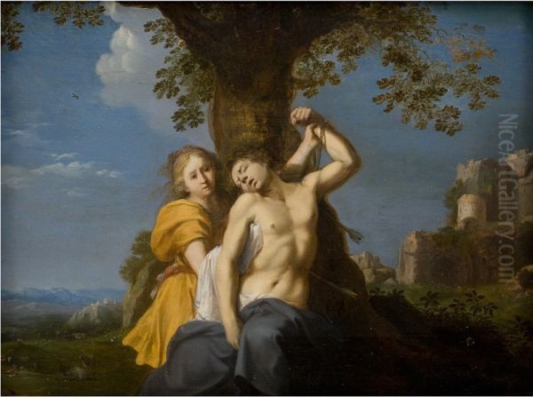 St Sebastian Oil Painting by Cornelius van Poelenburgh