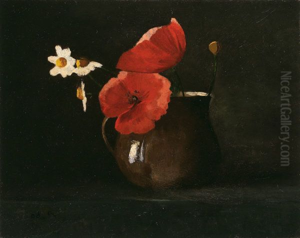 Poppies and Daisies Oil Painting by Odilon Redon