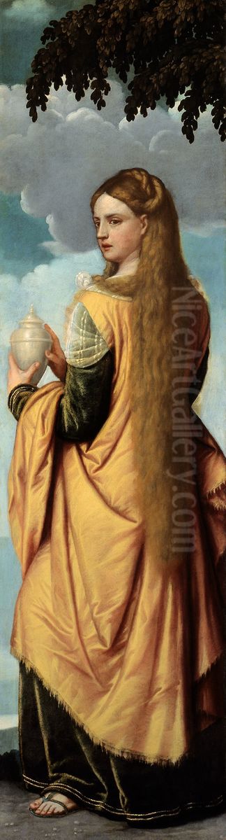 Mary Magdalene Oil Painting by Alessandro Bonvicino (Moretto da Brescia)