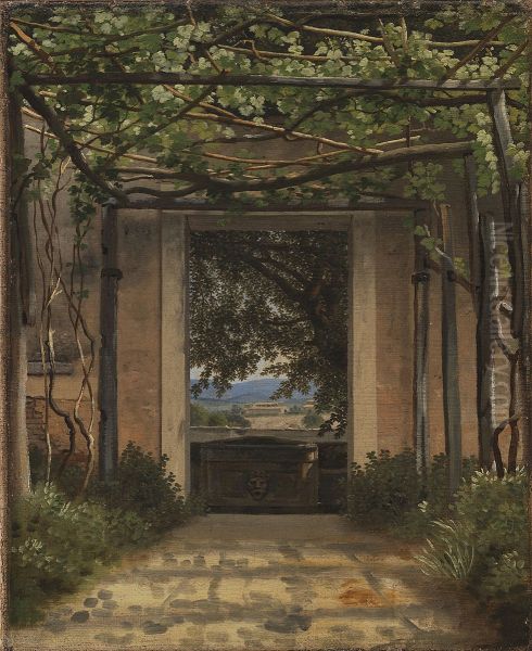 En pergola Oil Painting by Christoffer Wilhelm Eckersberg