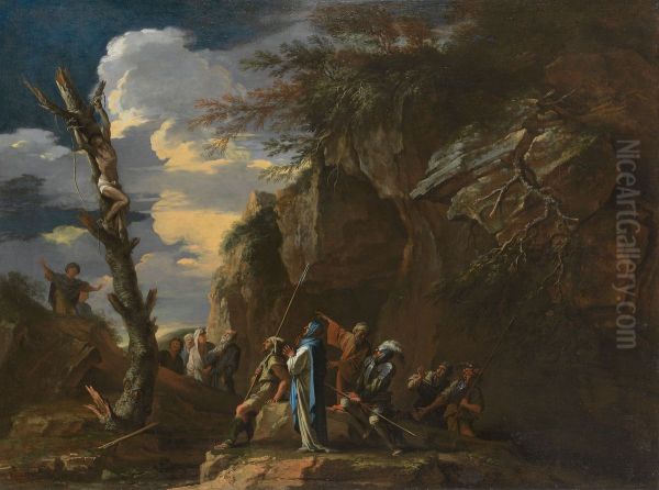 Polycrates' Crucifixion Oil Painting by Salvator Rosa