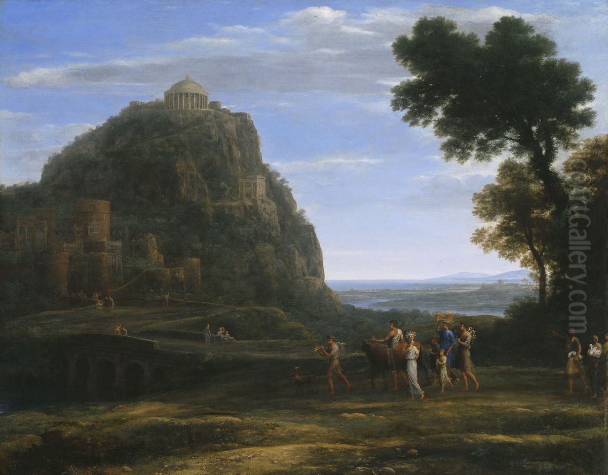 Vue de Delphes avec une procession Oil Painting by Claude Lorrain (Claude Gellee)