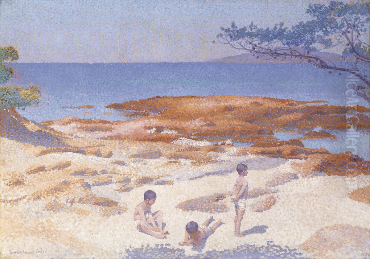 Beach at Cabasson (Baigne-Cul) Oil Painting by Henri-Edmond Cross