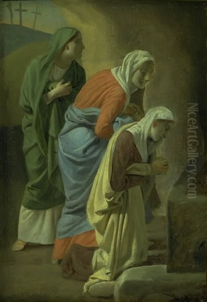 De tre kvinder ved Kristi grav. Skitse Oil Painting by Christoffer Wilhelm Eckersberg