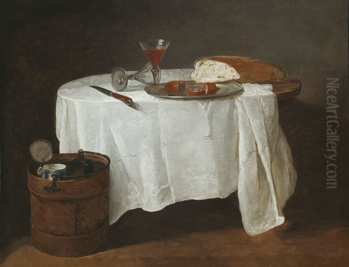 The White Tablecloth Oil Painting by Jean-Baptiste-Simeon Chardin