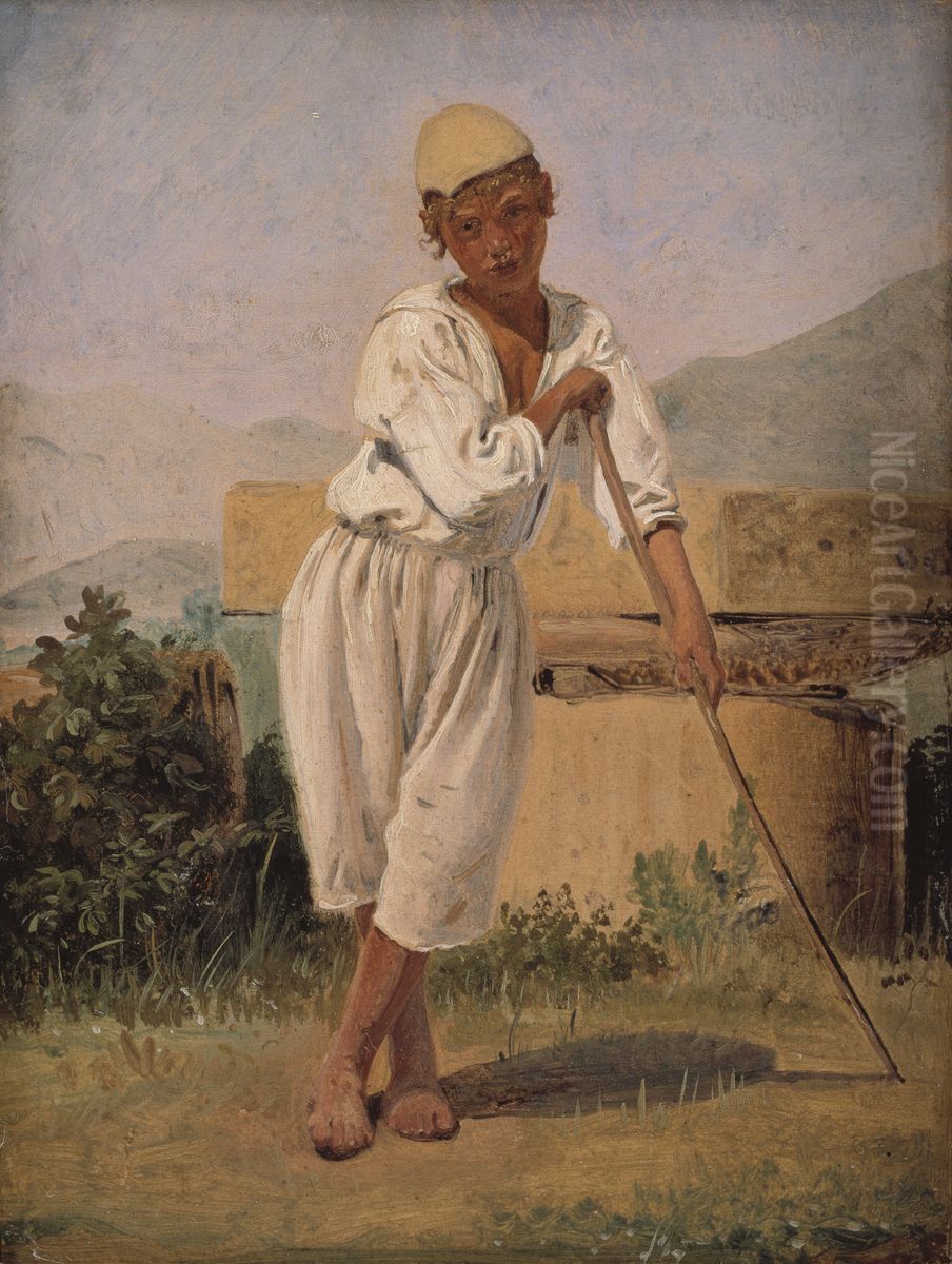 A Sheperd Boy. Pompeii Oil Painting by Constantin Hansen