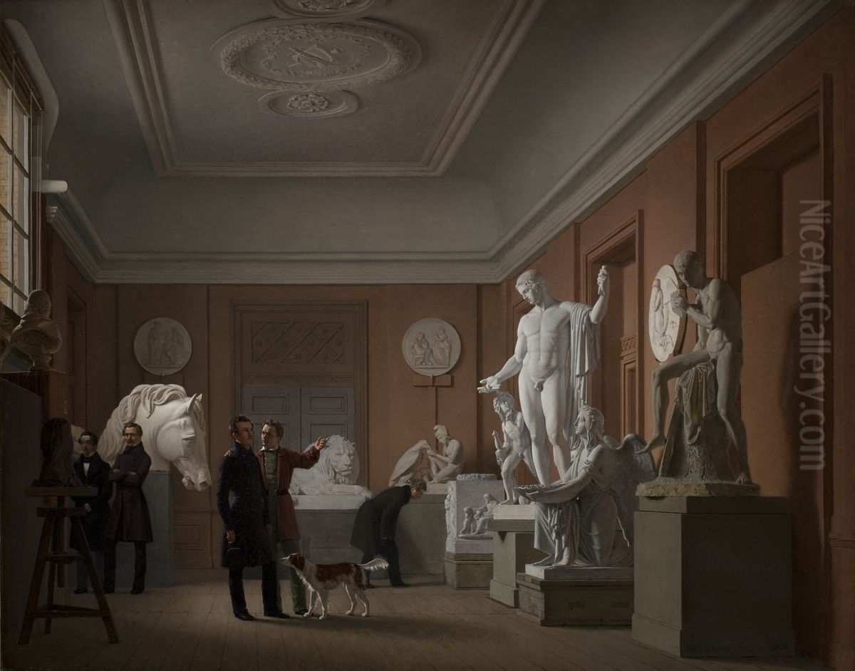 Thorvaldsen's Studio in the Royal Academy of Fine Arts, Copenhagen Oil Painting by Johan Vilhelm Gertner