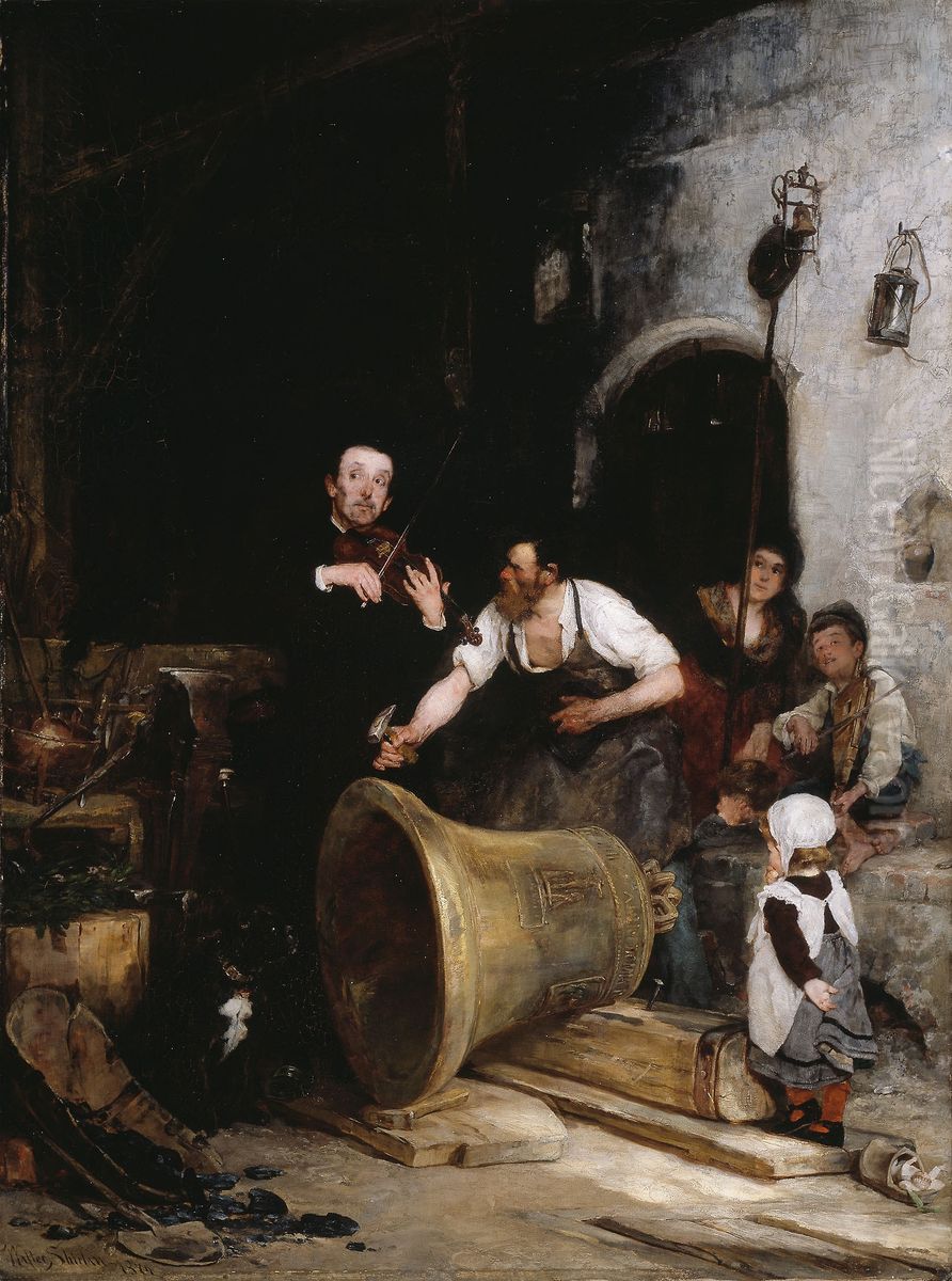 Toning the Bell Oil Painting by Walter Shirlaw