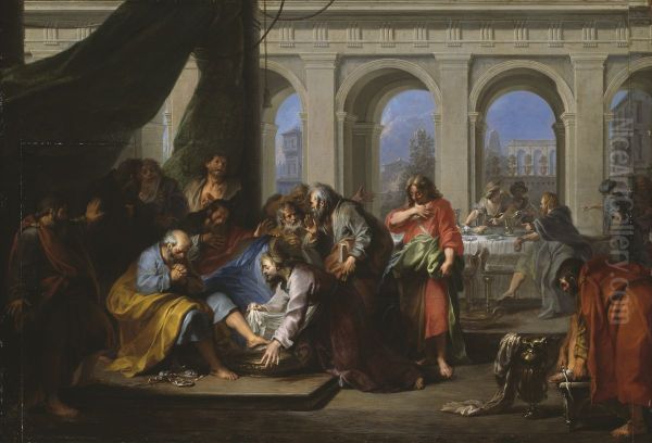 Christ Washing the Feet of His Disciples Oil Painting by Nicolas Bertin