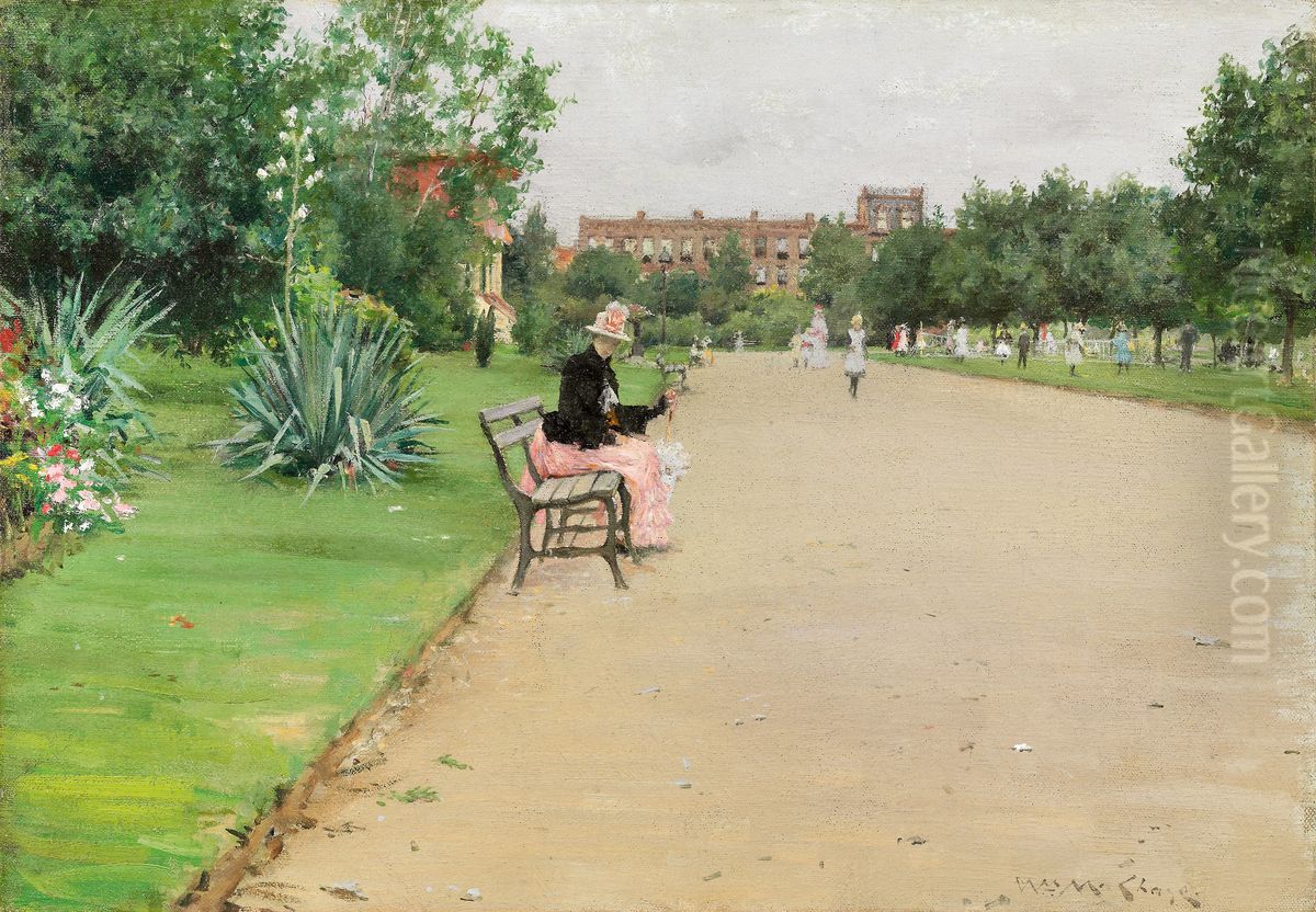 A City Park Oil Painting by William Merritt Chase