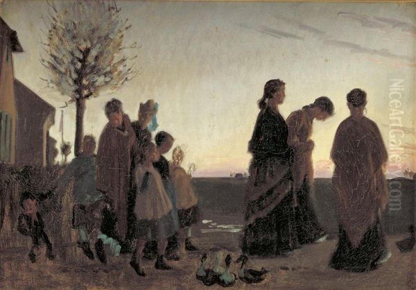 Konfirmations-sondag. Dragor Oil Painting by Viggo Johansen