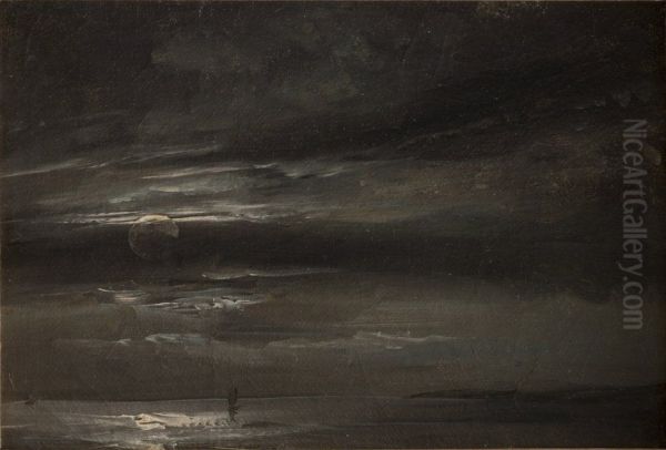 Maneskin over havet Oil Painting by Johan Christian Dahl