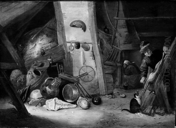 Interior of a Kitchen Oil Painting by David Teniers the Elder