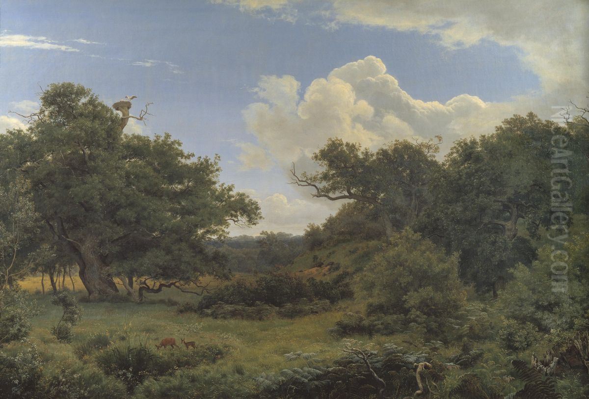 Egetraeer i Nordskoven ved Jaegerspris Oil Painting by P. C. Skovgaard