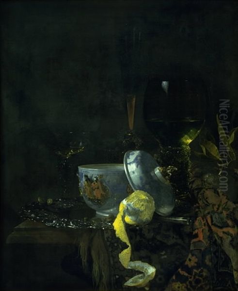 Still Life with a Chinese Porcelain Bowl Oil Painting by Willem Kalf