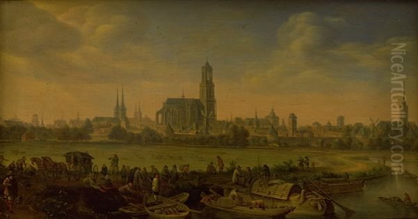 View of Utrecht Oil Painting by Herman Saftleven
