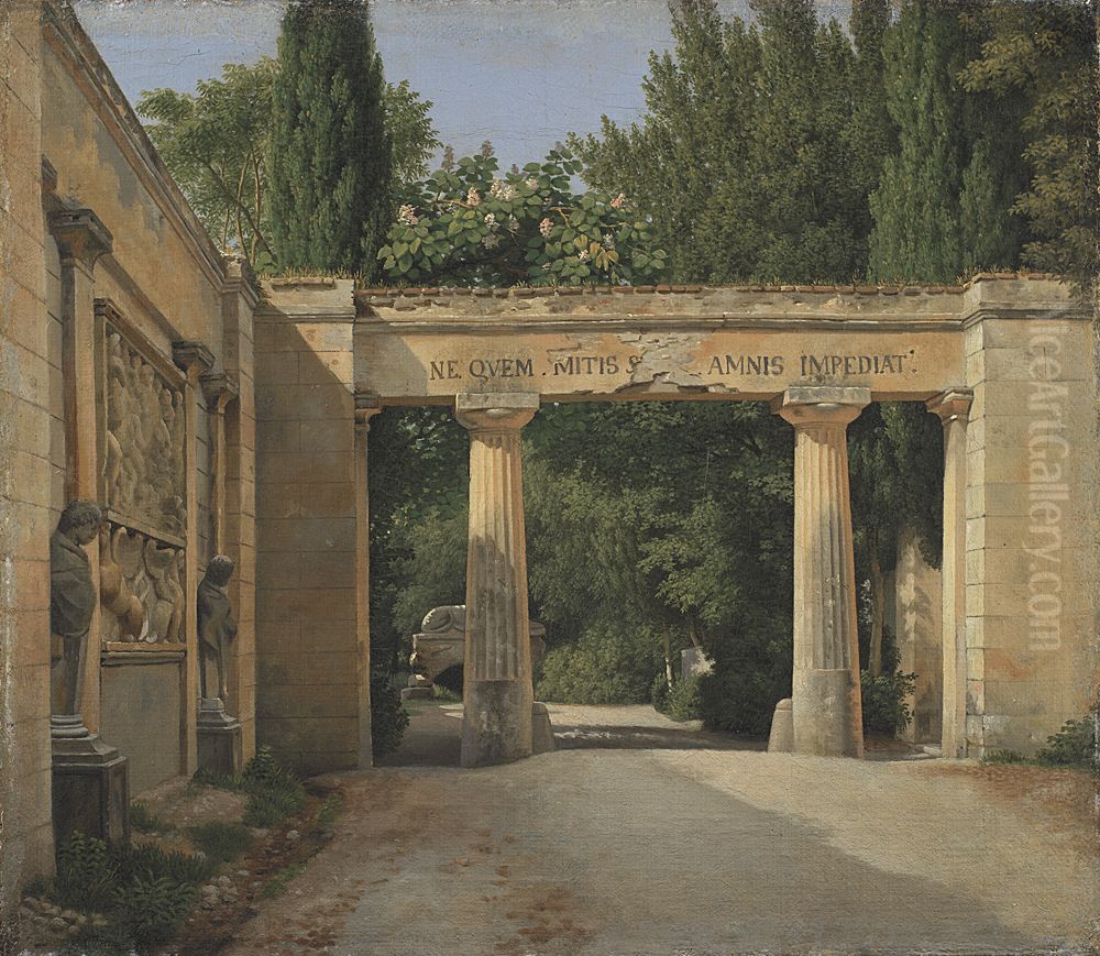 Parti i Villa Borgheses have Oil Painting by Christoffer Wilhelm Eckersberg