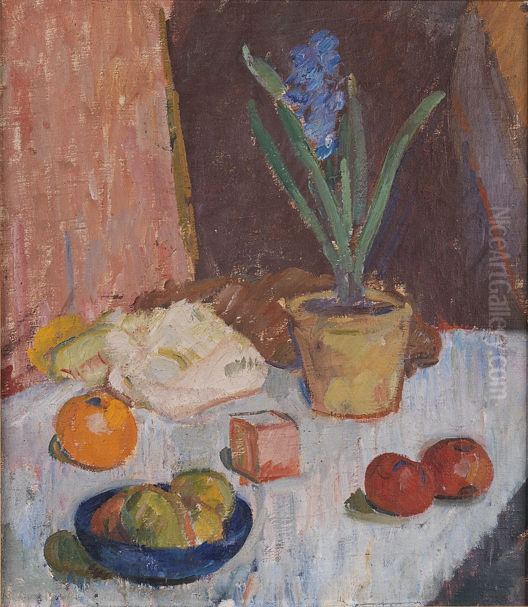 Composition with Hyacinth, Fruits and Blue Bowl Oil Painting by Karl Isakson Composition with Hyacinth, Fruits and Blue Bowl Oil Painting by Karl Isakson