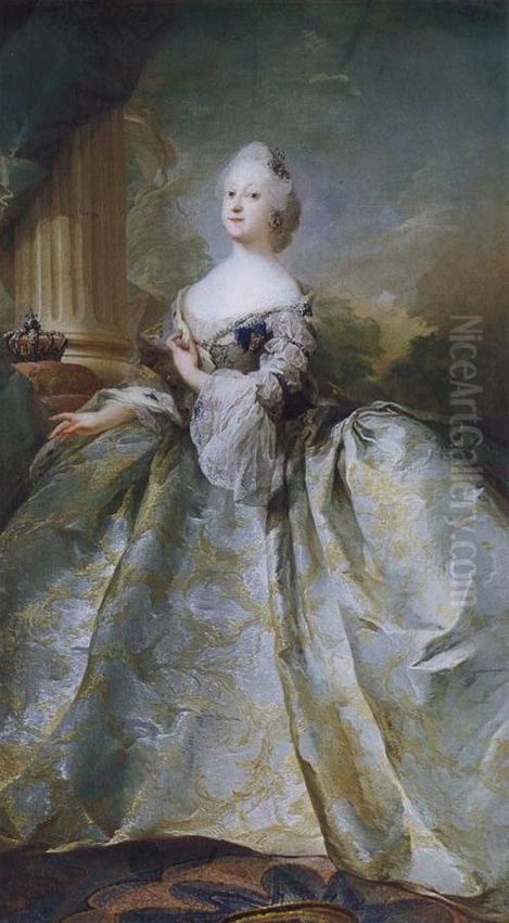 Portrait of Queen Louise of Denmark Oil Painting by Carl Gustaf Pilo