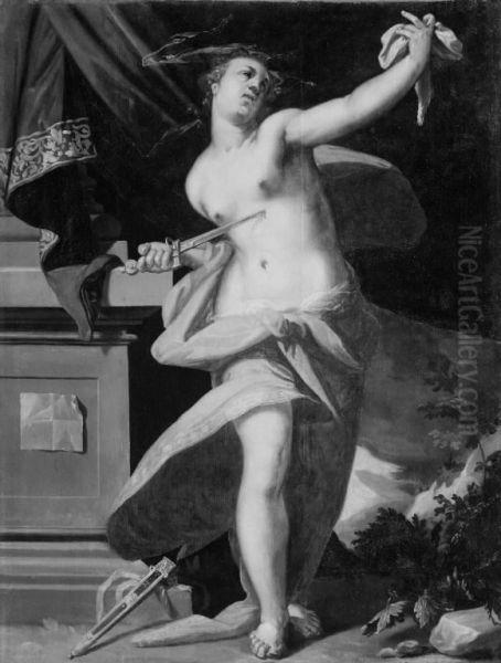 The Suicide of Lucretia Oil Painting by Abraham Bloemaert
