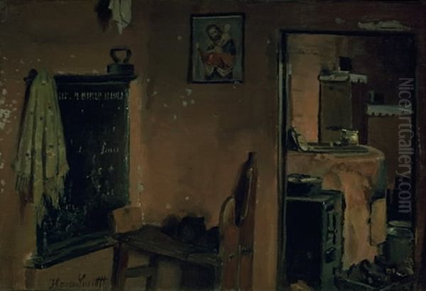 Interior of a Peasant's House Oil Painting by Hans Smidth