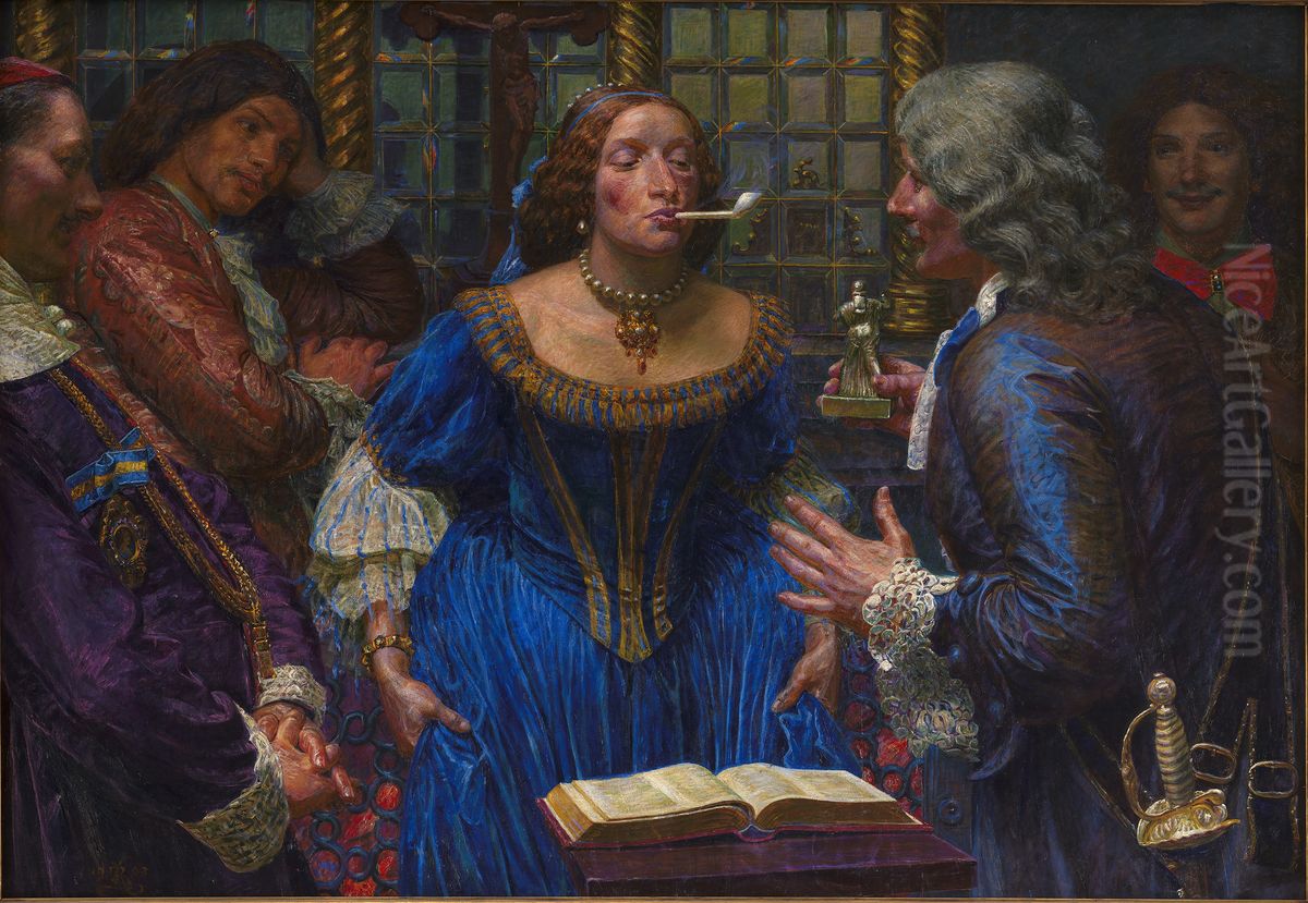 Queen Christina in Palazzo Corsini Oil Painting by Kristian Zahrtmann