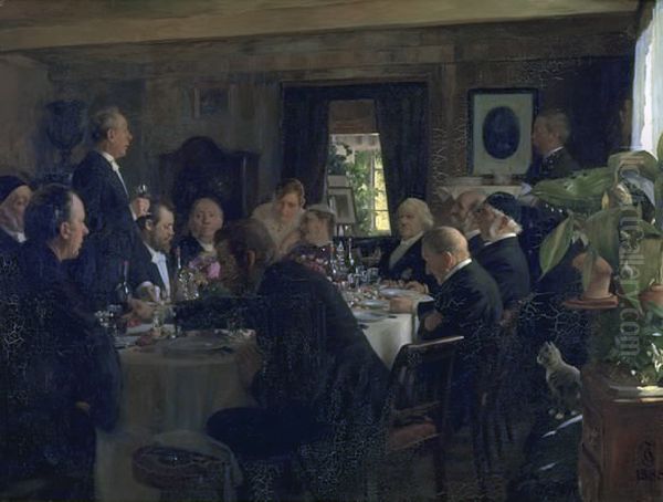 Dinner in a Rectory after a Bishop's Visit Oil Painting by Carl Christian Frederik Jacob Thomsen