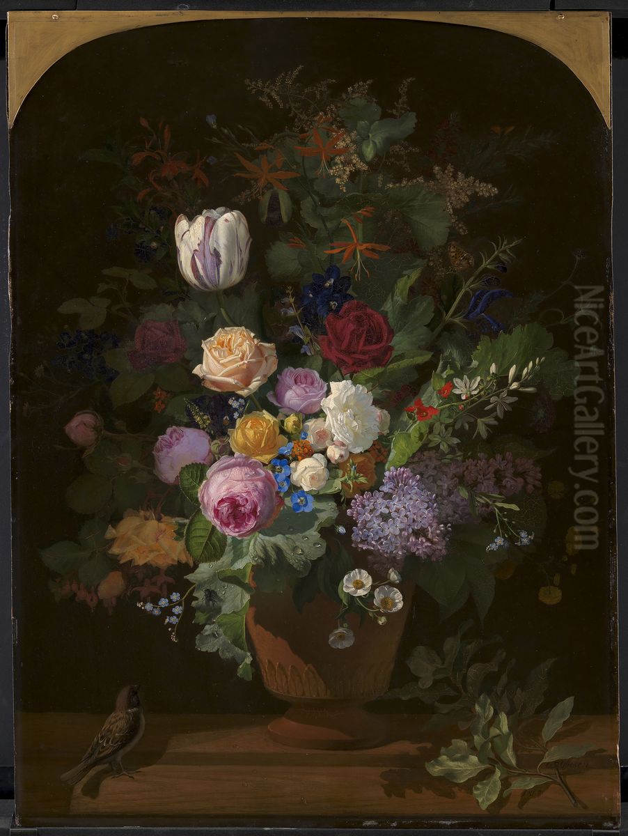 Flowers in a Vase Oil Painting by O.D. Ottesen