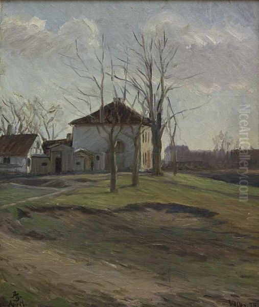 A Farm in Valby, near Copenhagen Oil Painting by Albert Gottschalk