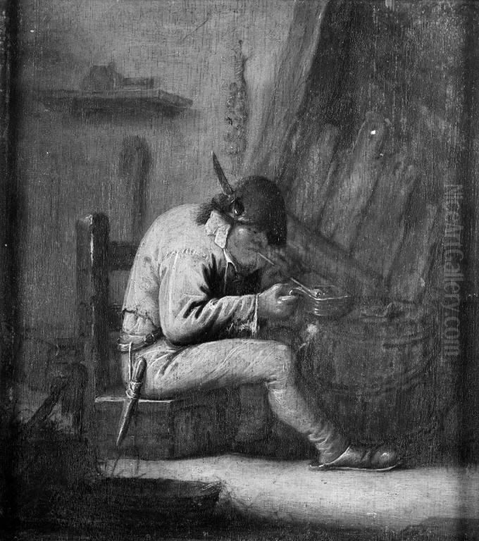 A Smoker Oil Painting by Adriaen Brouwer