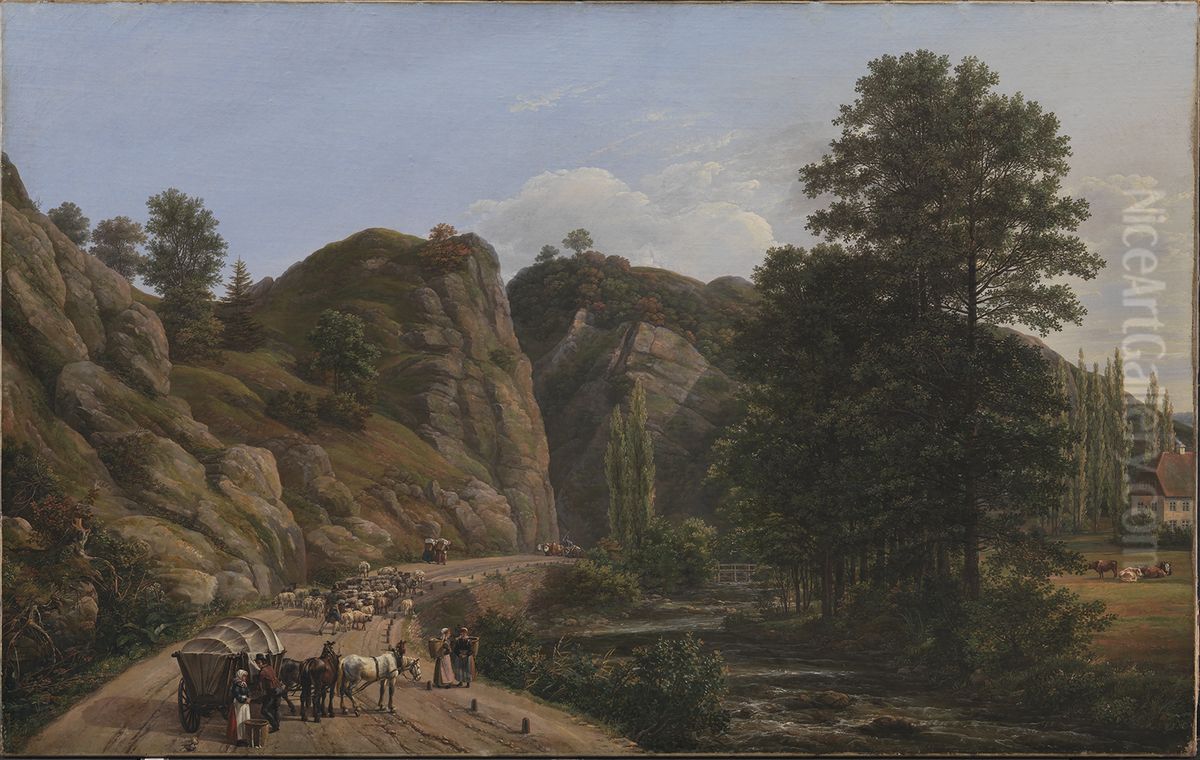 Plauenscher Grund ved Dresden Oil Painting by Johan Wilhelm Ludwig Dahl
