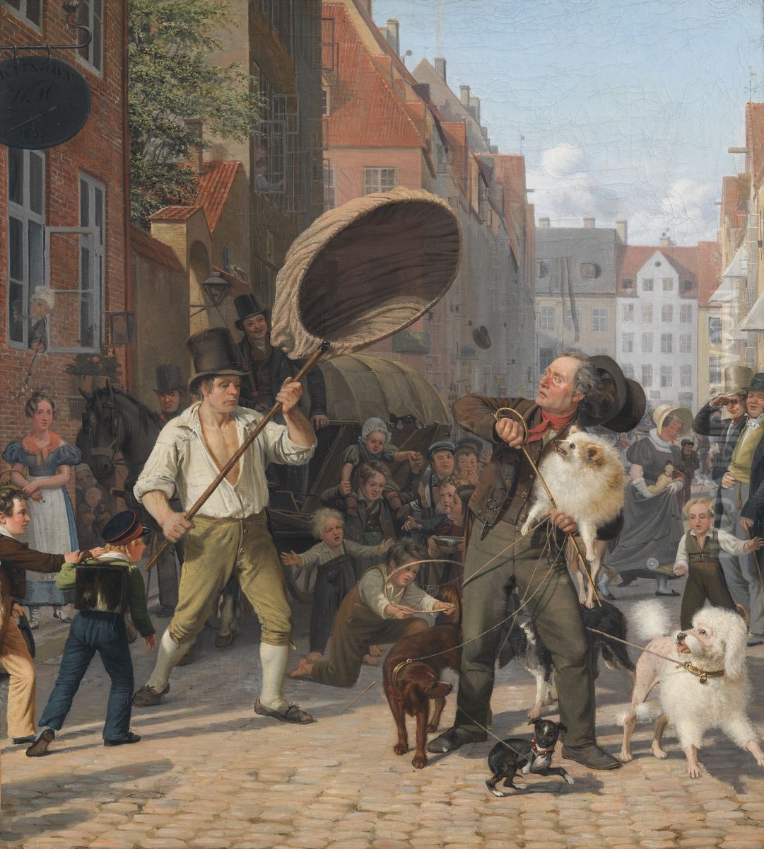 En gadescene i hundedagene Oil Painting by Wilhelm Marstrand