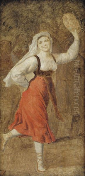 A dancing Italian girl Oil Painting by Christoffer Wilhelm Eckersberg