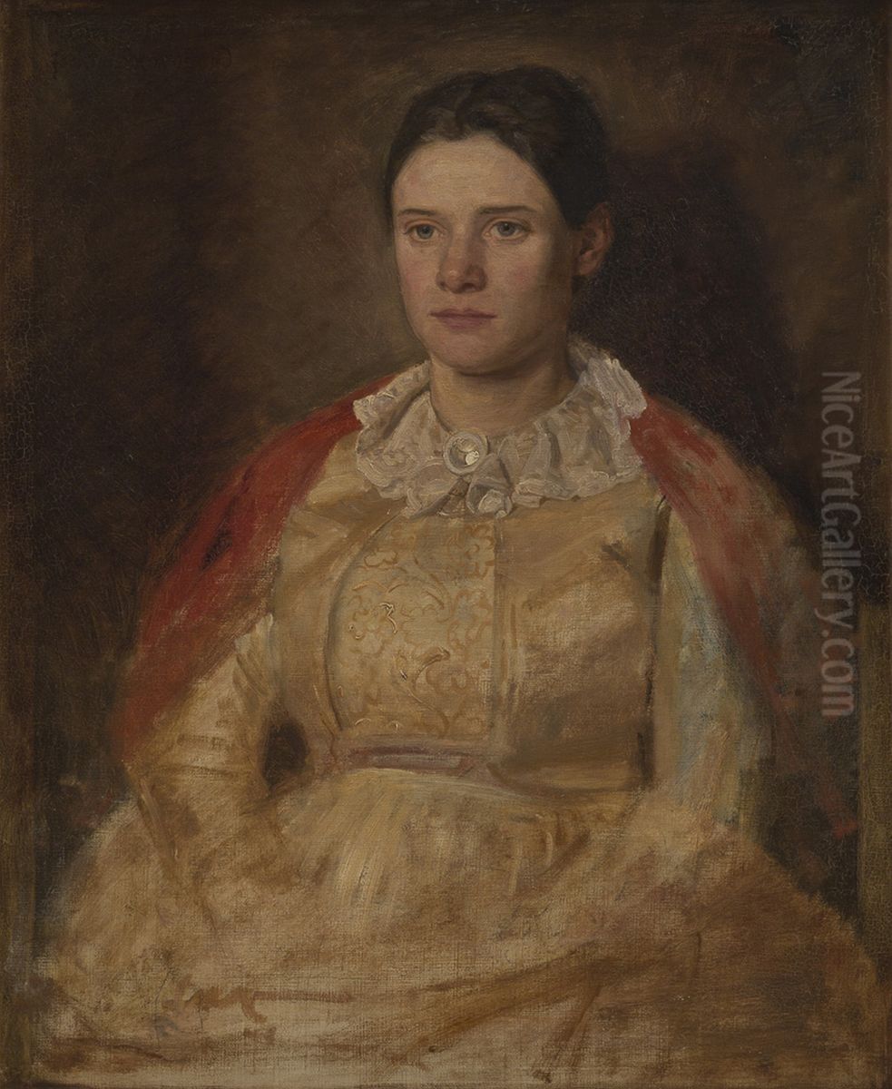 Agnete Skovgaard, f. Lange, kunstnerens hustru. Oil Painting by Joakim Skovgaard