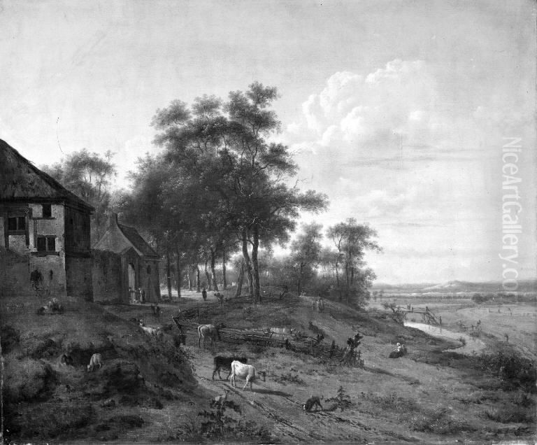Landscape with Farm Oil Painting by Jan Wijnants Landscape with Farm Oil Painting by Jan Wijnants